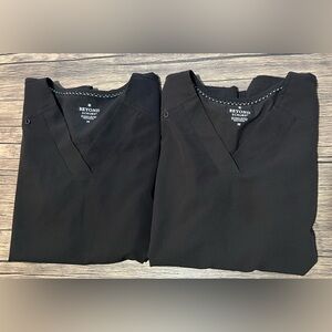 SET OF 2 Beyond Scrubs Women's Black Scrub Tops
